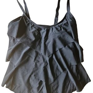 Beach Party Tankini Swim Top Swimsuit Black Sz 10 Medium.  #19